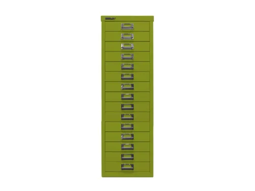 kantoor-ladekast HxBxD 860x279x380mm 15 laden romp + front groen staal