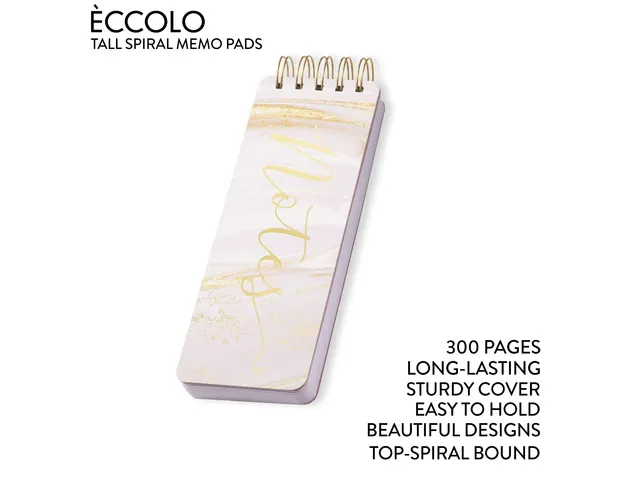 Bloc-notes spirale Pink Marble ligné 8x23cm