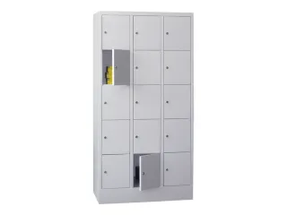 lockerkast,HxBxD 1850x900x500mm,3x5vakken,RAL7035,front RAL7035 - 2