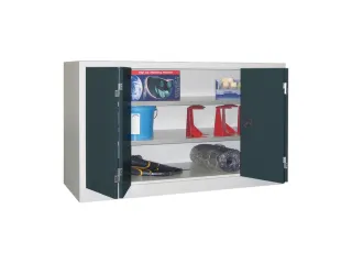 Vouwdeurkast 1000x1500x400mm 2legborden Verzinkt Ral7035 Front Ral7016 - 1