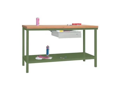 Werkbank 900x1500x700mm 1lade Frame/behuizing Ral6011 Front Ral7035