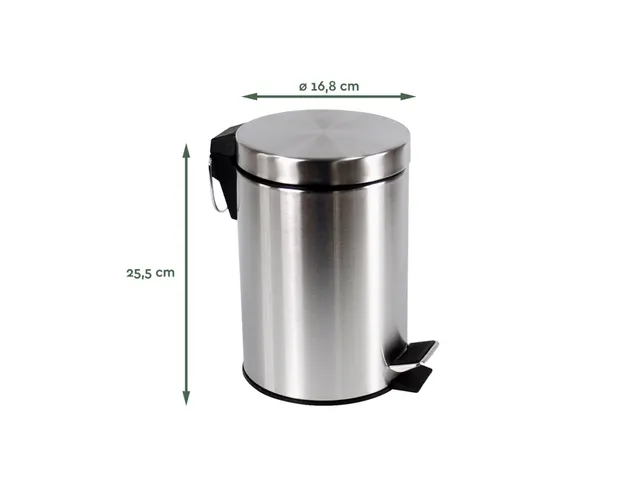 Afvalbak BRASQ pedaalemmer 3 liter rvs metaal