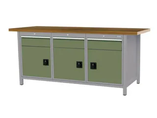 werkbank,HxBxD 860x2000x750mm,onderstel RAL7040,fronten RAL6011 - 3