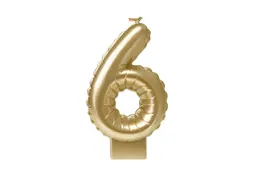 Verjaardagskaars cijfer 6 Folieballon Goud 10cm