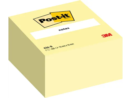 Memoblok 3M Post-it 636 76x76mm kubus geel