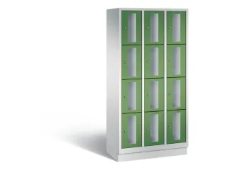 Lockerkast 1800x900x500mm 3x4 vakken Cilinderslot, Sokkel, RAL6011 - 2