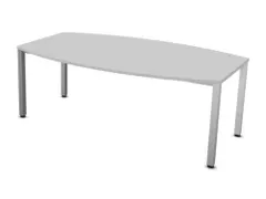 vergadertafel HxBxD 74x200x120cm vatvormig MP-lichtgrijs Alu 4voeten