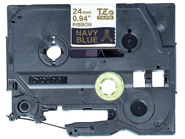 Ruban Brother P-touch TZe-RN54 24mm or sur bleu marine