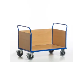 wagen met drie wanden,draagverm. 500kg,laadvl. LxB 850x480mm,houtplaat - 1