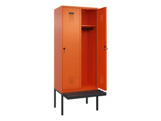 locker met bank,HxBxD 2120x800x815mm,2vak,vak B 400mm,draaigrendel - 1