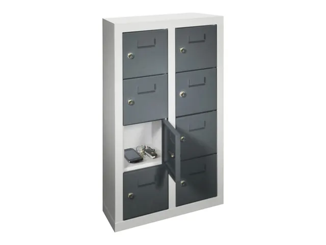 lockerkast,HxBxD 815x460x200mm,2x4vakken,RAL7035,front RAL7016