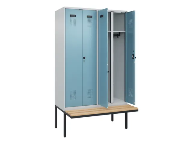 locker met bank,voor scheiding van kleding,HxBxD 2120x1200x815mm,4vak