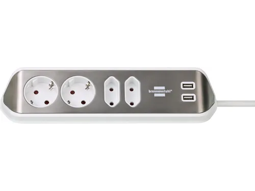 Stekkerdoos Brennenstuhl bureau Estilo 4 voudig inclusief 2 USB 2 m