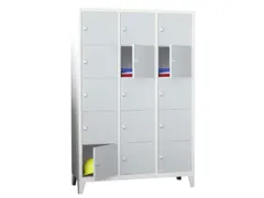 lockerkast,HxBxD 1850x1200x500mm,3x5vakken,RAL7035,front RAL6011