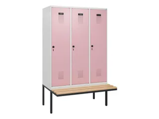 locker met bank,HxBxD 1950x1200x815mm,3vak,vak B 400mm,draaigrendel - 2