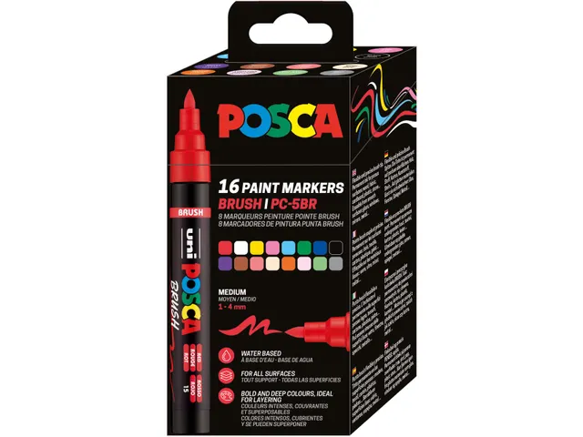 Uni Posca paintmarker PC-5BR Brush 16 stuks