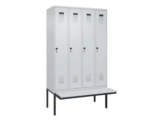 locker met bank,voor scheiding van kleding,HxBxD 2120x1200x815mm,4vak - 2