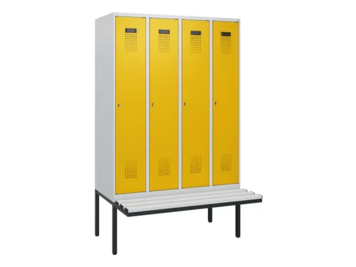 locker met bank,HxBxD 1950x1200x815mm,4vak,vak B 300mm,cilinderslot