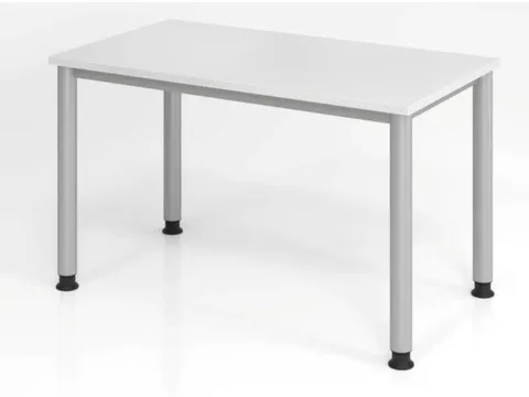 bureau,HxBxD 685-810x1200x670mm,blad wit,4voeten zilverkleurig