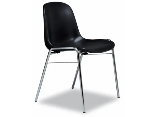 Kunststof Kuipstoelen Zwart Ronde Buis Verchroomd Ø 20Mm Stapelbaar