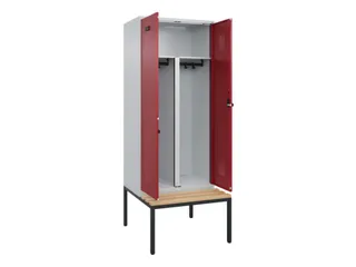 PBM-locker met bank,HxBxD 2120x800x815mm,2vak,vak B 400mm,draaigrendel - 1