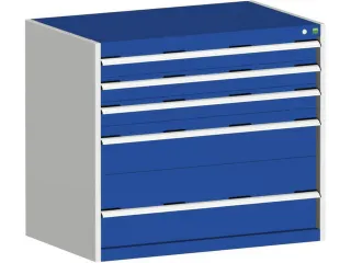 ladekast 900x1050x650mm 5laden romp RAL7035 front RAL5010 - 1