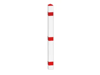 Afzetpaal Vierkant 70X70M Uitneembaar Bodemhuls Spitse Kop Wit/rood - 1