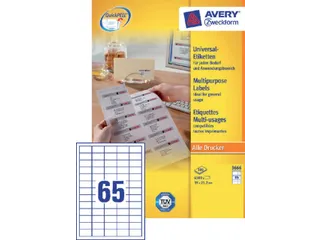 Etiket Avery Zweckform 3666 38x21.2mm wit 6500stuks - 2