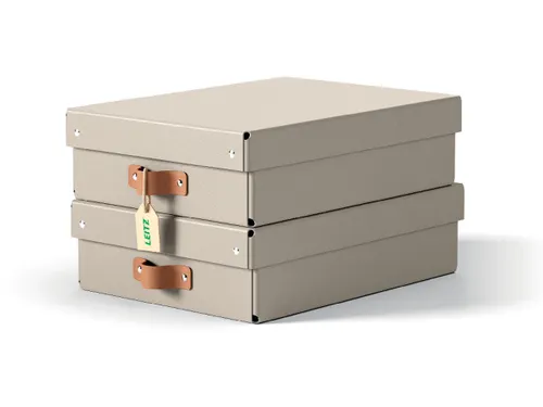 Puro opbergdoos medium laag A4 8 liter beige 2 stuks