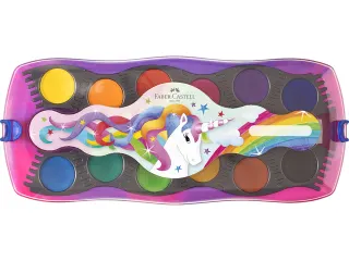 Waterverfdoos Faber-Castell Connector Unicorn 12 kleuren +1 tube wit - 4