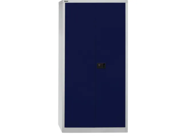 Armoire portes battantes 1950x914x400mm 4 tablettes acier gris/bleu