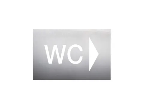 wandbord,WC,pijl rechts,RVS,zelfklevend,HxB 160x235mm