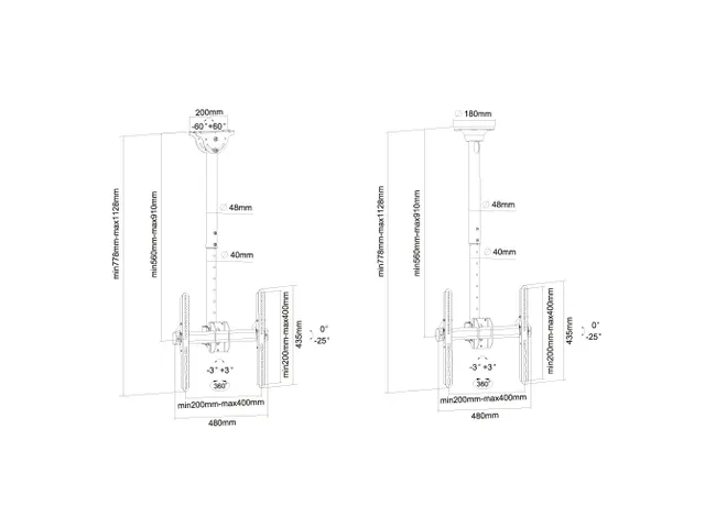 Newstar Plafondsteun 32-60 Inch Zwart