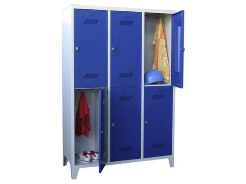 dubbeldekse locker,HxBxD 1850x1200x500mm,3x2vak.,RAL7035,front RAL7016