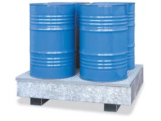 Opvangbak Staal 1325x1320x250mm Voor 4x200l Vaten Rooster Verzinkt - 1