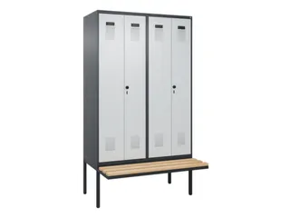 PBM-locker met bank,HxBxD 2120x1200x815mm,4vak,vak B 300mm - 2