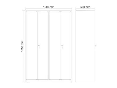 locker voor scheiding van kleding,HxBxD 1850x1200x500mm,4vak