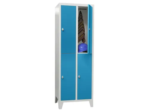 lockerkast,HxBxD 1850x600x500mm,2x2vakken,RAL7035,front RAL5012
