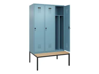 locker met bank,voor scheiding van kleding,HxBxD 2120x1200x815mm,3vak - 1