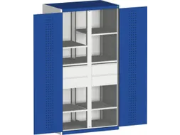 kast met geperforeerde platen,HxBxD 2000x1600x650mm,4xStalen bodem
