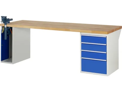 werkbank,HxBxD 890x2500x900mm,beukblad,draagverm. 750kg,2containers