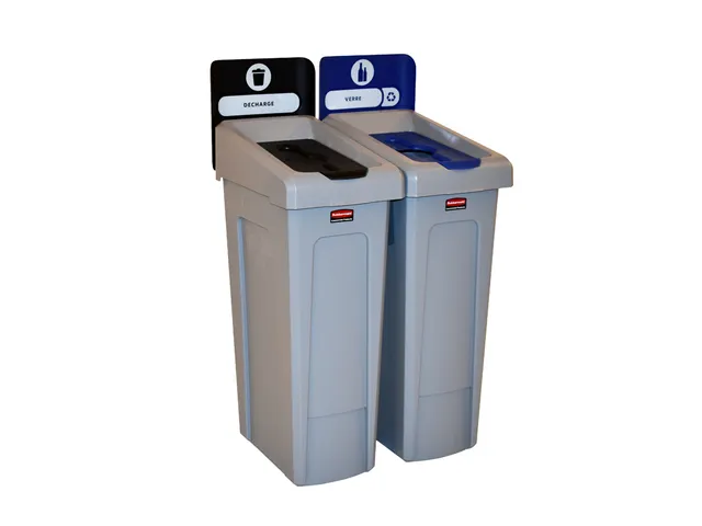 Slim Jim Recyclingstation Frans Deksel Gesloten Zwart Flessen Blauw