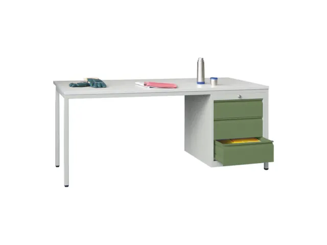 Bureau De Prestige Hxlxp 720X1700X800Mm 3Tiroirs À Droite Ral7035 Fa