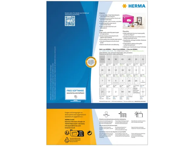 HERMA 10781 Inkjet etiketten A4 97x42,3mm Wit mat 960 stuks