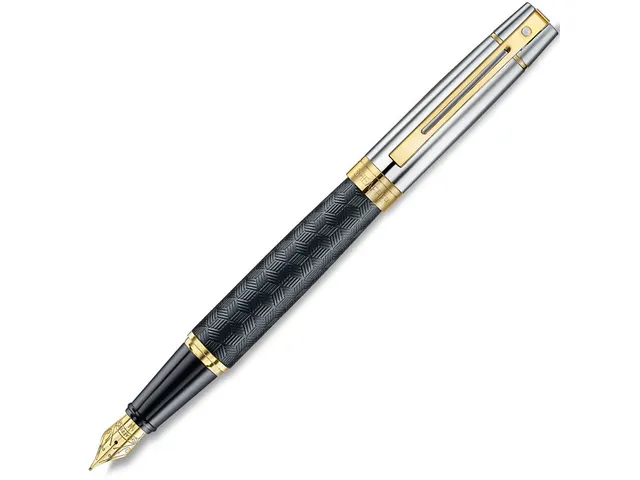Vulpen Sheaffer 300 E9347 F Engraved matt black shiny chrome cap
