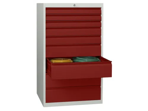 ladekast,HxBxD 1200x715x600mm,9lade(n),cil.-slot,RAL7035,front RAL3000