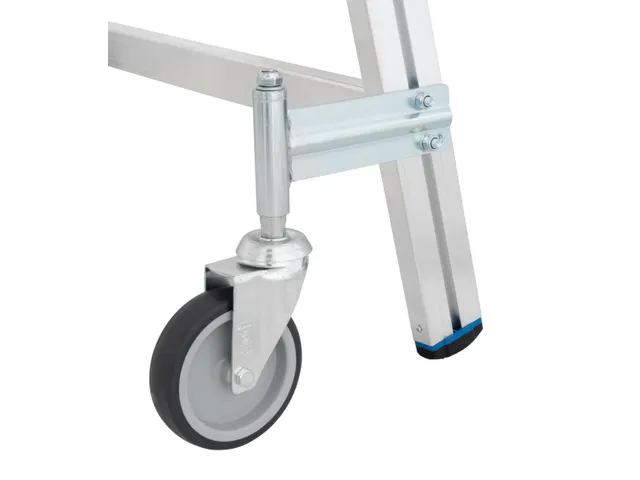 Escabeau mobile Plateforme H 1m 4 marches Aluminium 4 roulettes