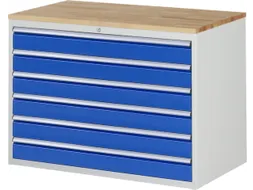 ladekast 825x1145x650mm 6laden cilinderslot RAL7035 RAL5010 beuken
