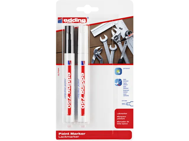 Viltstift Edding 750 Lak Rond 2-4Mm Zwart/wit