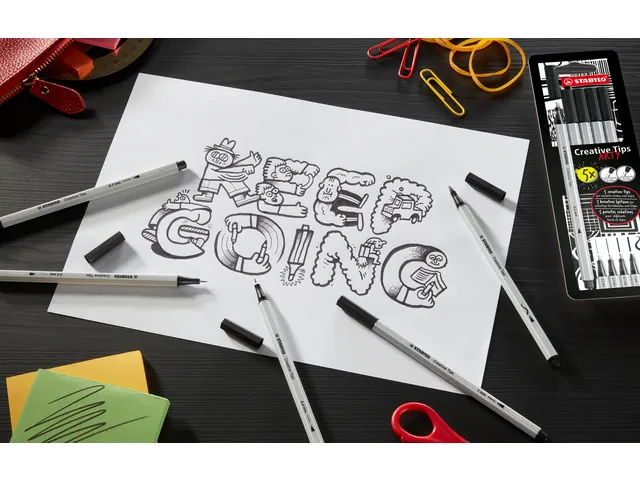 Creative Tips STABILO Arty assorti tips zwart en grijs blister à 10 s